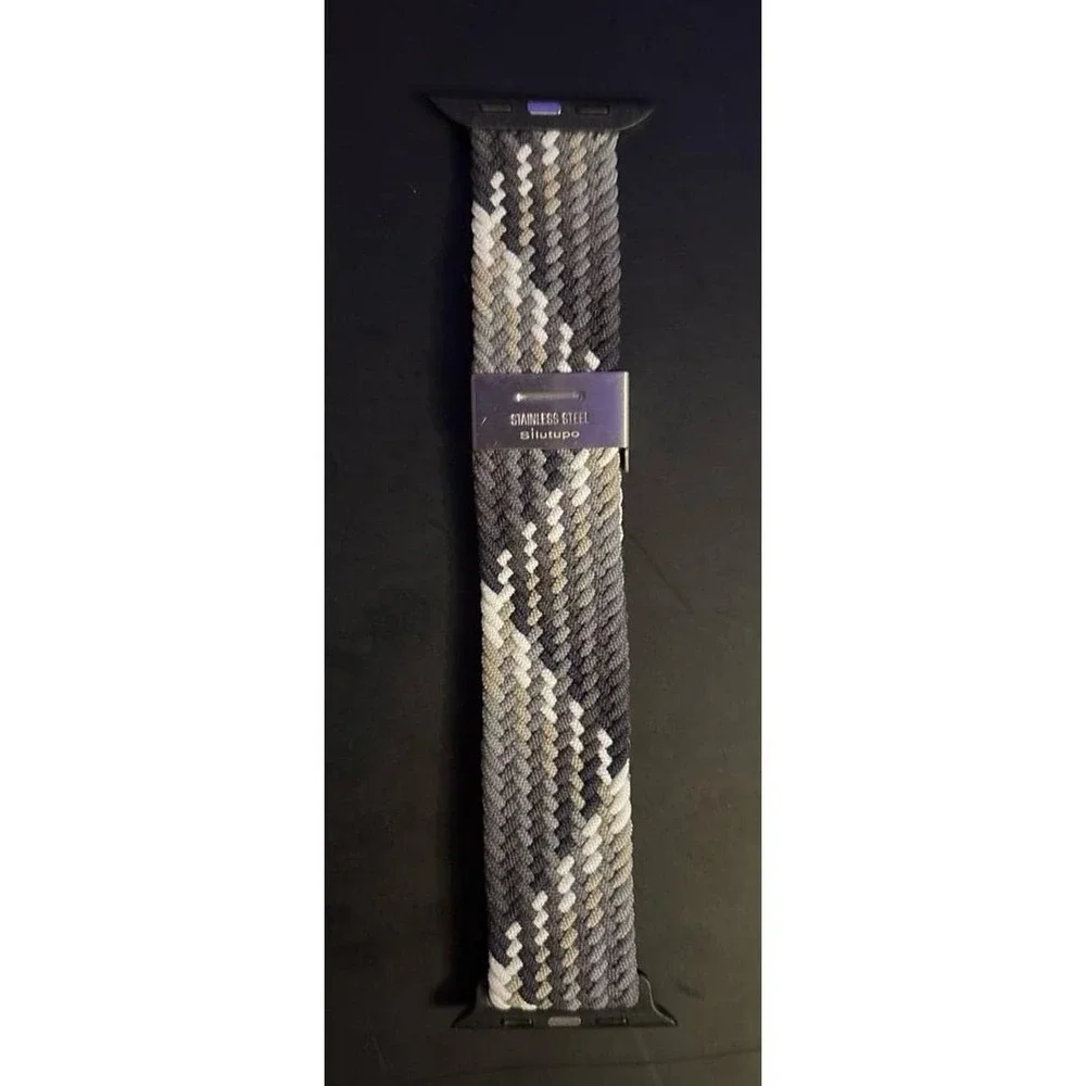 NEW Woven Stretch Band in Black/White/Grey for Apple Watch 42mm/44mm/45mm